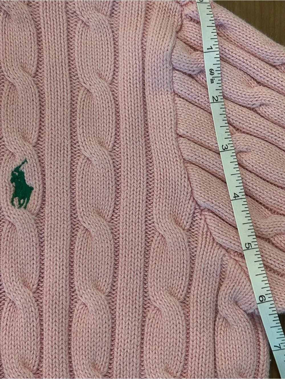RALPH LAUREN Pink Cable Knit Zip Cardigan Sweater